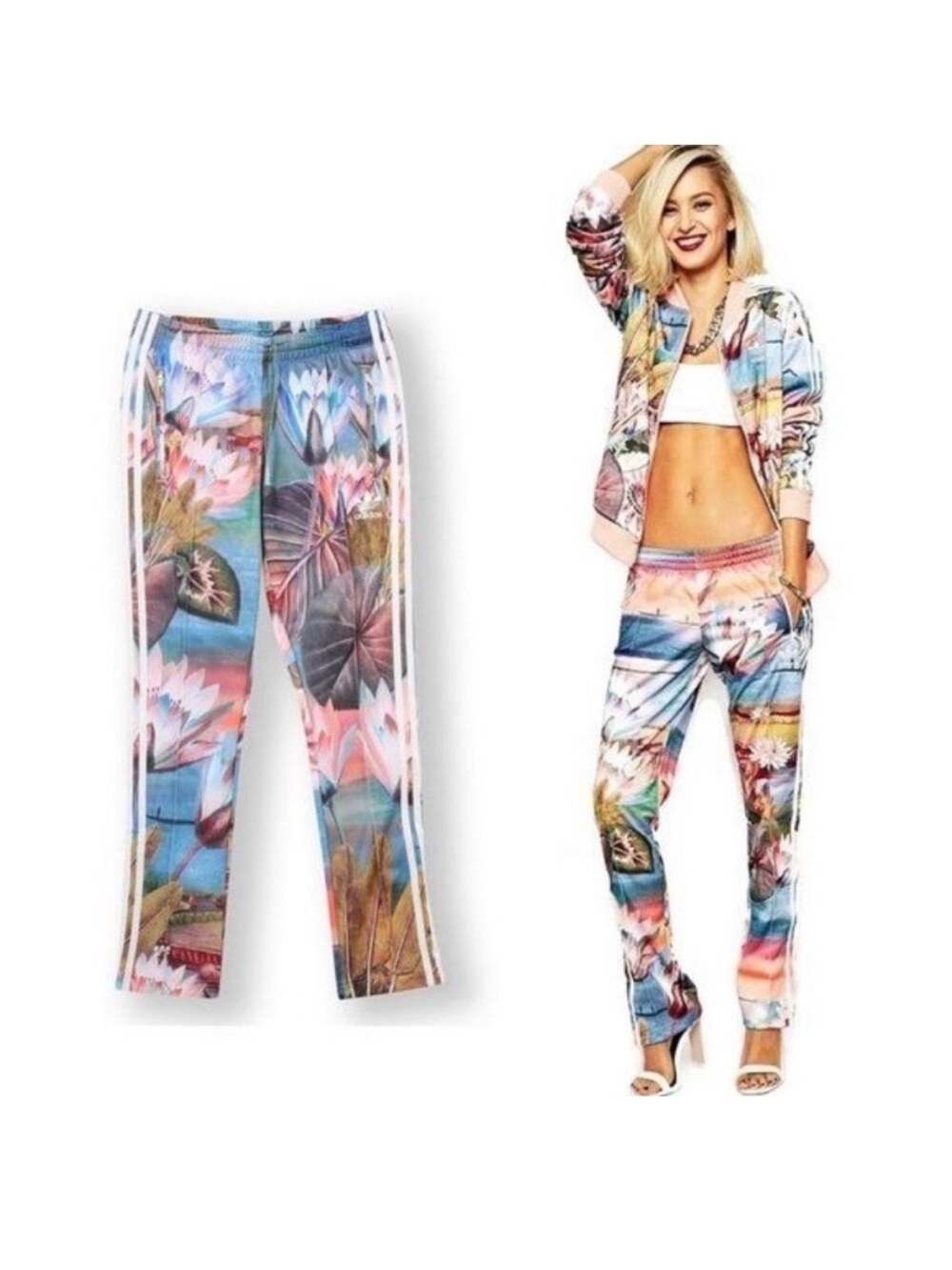 Adidas x the farm curso dagula firebird lotus waterlily track pants size M
